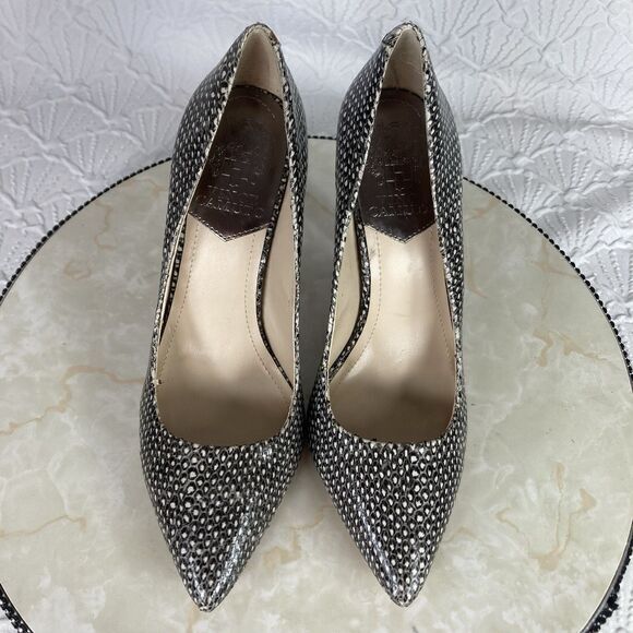 Vince Camuto Heels Womens Size 8 Gray Python Snake Print Pointed Toe Pumps - Picture 4 of 13